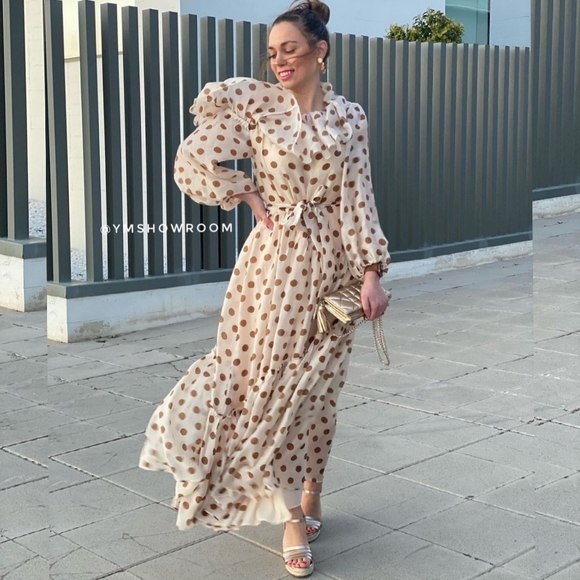 🔥Last 1🔥MANGO polka-dot ruffle maxi dress - Picture 4 of 16